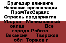 Бригадир клининга › Название организации ­ ПромТехСервис › Отрасль предприятия ­ Уборка › Минимальный оклад ­ 30 000 - Все города Работа » Вакансии   . Тверская обл.,Торжок г.